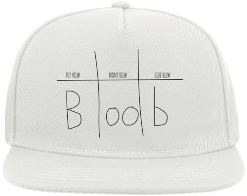 Boob Funny Frontansicht Draufsicht Seitenansicht Snapback Flat Visor Baumwollmischung Cap Weiß