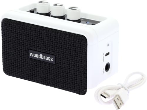 Woodbrass GE5 – Lautsprecher/Verstärker für elektrische Gitarre, 5 W, kompakt und wiederaufladbar – Clean/Overdrive, Kopfhörerausgang, kabelloser Lautsprecher, Nomaden-Format, 7 Stunden Akkulaufzeit