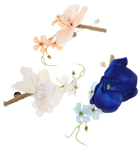 GLEAVI 3 Stück aus Seidigen Orchideen Braut Armbändern und Bräutigam Ansteckblumen mit Leichtem Elegantem Design für Hochzeiten und Abschlussbälle
