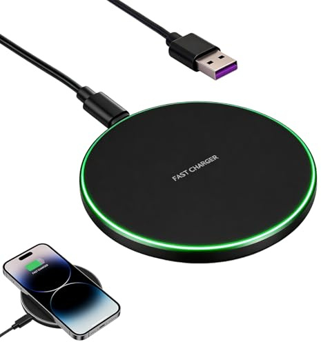 35W Cargador Inalámbrico de Inducción para iPhone 16/15/14/13/12/11 Pro MAX | Cargador Movil Inalambrico Carga Inalámbrica Qi Wireless Compatible con Samsung Galaxy S25 Ultra/S24 Plus/S23 FE