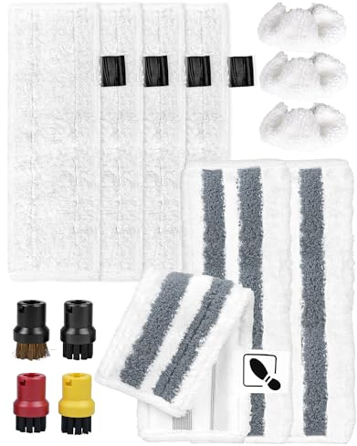 14 Stück Zubehör für Kärcher Dampfreiniger EasyFix SC2 SC3 SC4 SC5 Mikrofaser-Tuchset mit 4 Bodentüchern, 3 Schleiflappen, 3 Handdüsentüchern, 4 Rundbürsten – Komplettset für die Haushaltsreinigung