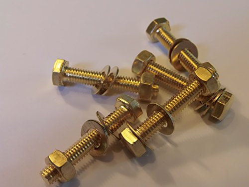 M6X35 BRASS HEX HEAD BOLTS NUTS & WASHERS (PACK 0F 5) BRASS SET SCREWS X5