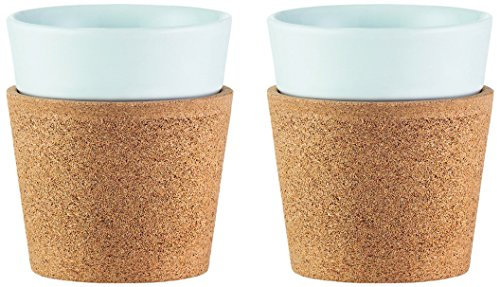 Bodum Bistro Tassen-Set 2 Stück, Porzellan, Kork/weiß, 7.4 cm, 2