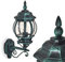 Außenwandleuchte Lentua, Wandlampe aufwärts in antikem Look, Aluguß in Schwarz/Grün m. Kunststoff-Scheiben, Wandleuchte,E27-Fassung, Außenleuchte für Terrasse, Veranda u. Hof, ohne Leuchtmittel