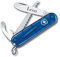 Victorinox Kinder Taschenmesser MY FIRST Wunsch Gravur runde Klinge I Geschenk I zum Geburtstag I Schweizer Taschenmesser personalisiert mit 9 Funktionen 0.2373.T (blau transparent)
