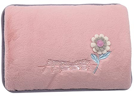 Rechargeable hot water bottle, plush cover, relieve pain, warm the whole body, suitable for adults and children. (Color : Pink)