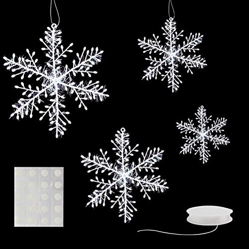 CattleyaHQ Schneeflocken Ornamente,15 Stück Schneeflocken hängende Dekoration für den Weihnachtsbaum,Weihnachten Schneeflocken Anhänger für Home Window Xmas Party Dekorationen