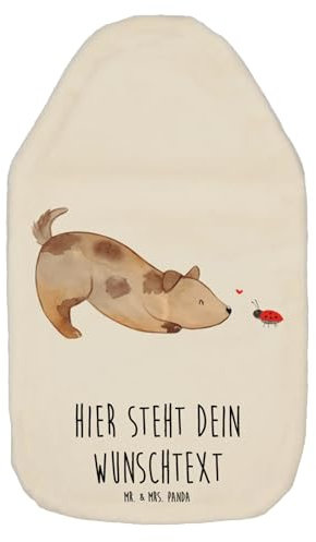 Mr. & Mrs. Panda Personalisierte Wärmflasche Hund Marienkäfer - Personalisierte Geschenke, Sprüche, Vierbeiner, Hundebesitzer, neugierig, Hundemama,