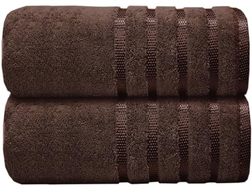 Casabella Deluxe 2 Piece Jumbo Bath sheet 90x180 cm 100% Cotton Extra Large Bath Towels Highly Absorbent Brown Bath sheets Towels