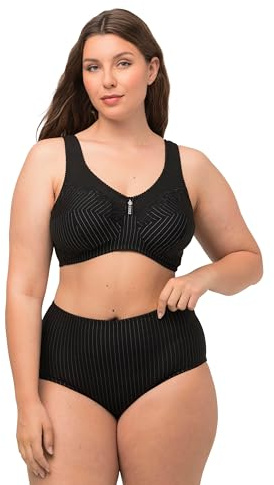 Ulla Popken Damen Entlastungs-BH, ohne Bügel, Strassanhänger, Cup C - G Bra, schwarz, 95E