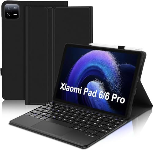 JADEMALL Coque Clavier avec Touchpad pour Xiaomi Pad 6/6 Pro 2023 11 Pouces, AZERTY Français Clavier Détachable Combo Touch pour Xiaomi Pad 6, Noir