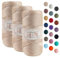 Makromecity 3 Strang Makramee Garn 2mm x 115m Premium Polyester Macrame Cord Polypropylene Yarn für Handwerk Wohndekorationen Platzteller Umhängetasche Handtasche Runner Schnullerkette 20 Farbe
