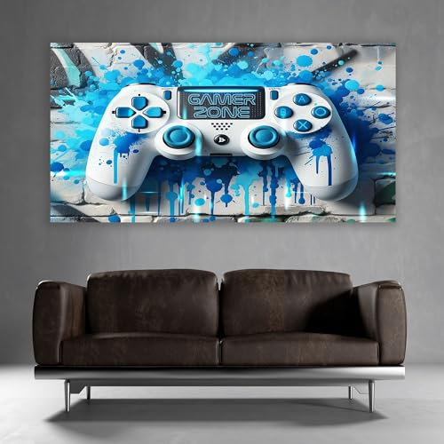 timalo® Gamer Poster gaming zone Wanddeko gamer Bild für die Wand Wandbild Jugendzimmer coole Poster gaming zimmer Bilder für Teenager | Gamerzone Controller Graffiti | gamer-fba-7-B160xH61cm