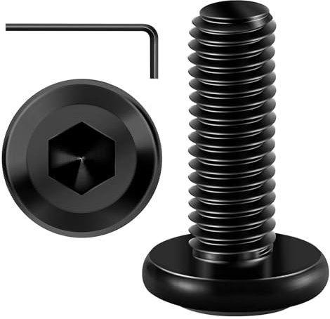 20 Pièces M6x20 Vis à Tête Plate, Six Pans Creux, Inox A2 V2a, Oxyde Noir, Filetage Complet Avec Clé Hexagonale