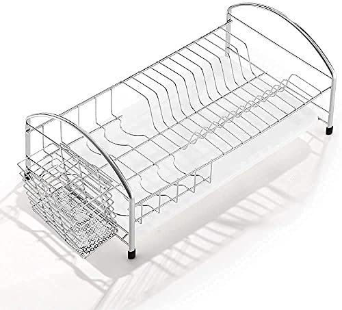 PINZHEN Estante para Platos Escurridor de Platos de Cocina Estante para secar Platos Estante para Platos de encimera de Acero Inoxidable Estante de Cocina con cestas para Cubiertos