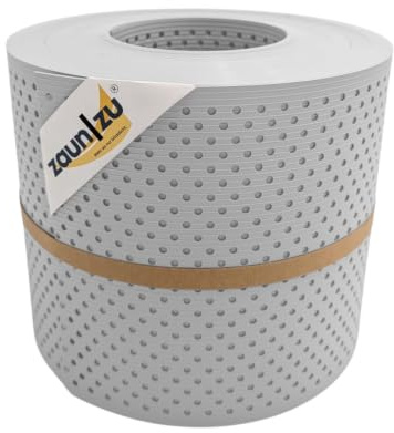 zaun|zu® Rille Sichtschutzstreifen GELOCHT | 15% Lochmuster | PP für Doppelstabmatten Sichtschutz Rolle | Polypropylen | Zaunblende | Made in Germany Lichtgrau 26m