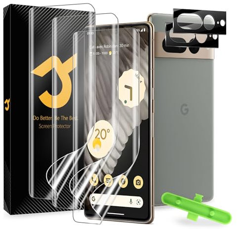 JZG 3+2 Stück für Google Pixel 7 Pro Schutzfolie, 3 Stück Selbstheilende EPU-Folie, 2 Stück Kameraschutz, Fingerabdruck-ID unterstützen, Anti-Kratzer, HD Klar Pixel 7 Pro Displayschutz