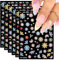 JMEOWIO 3D Embossed Flower Nail Art Stickers Decals Self-Adhesive 5D Spring Summer Floral Nail Supplies Nail Art Design Decoration Accessories 6 Sheets