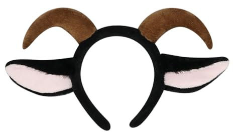 Serre-tête en peluche avec oreilles de mouton en forme de cornes de chèvre - Bandeau mignon pour cheveux d'animaux de la ferme - Serre-tête pour cosplay - Serre-tête avec oreilles d'agneau - Bandeau