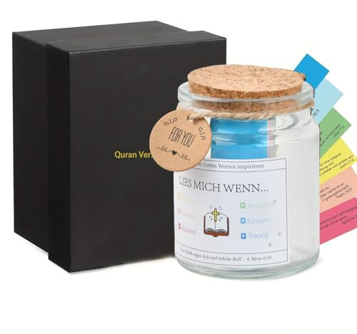 Glas mit Bibelversen,90 Bibelverse im Glas,LIES MICH WENN Jar - Scripture Gebet Karten Hoffnung Jar,Christliches Geschenk für Ostern,Taufe,Geburtstag - Geschenkidee für Frauen,Männer und Kinder