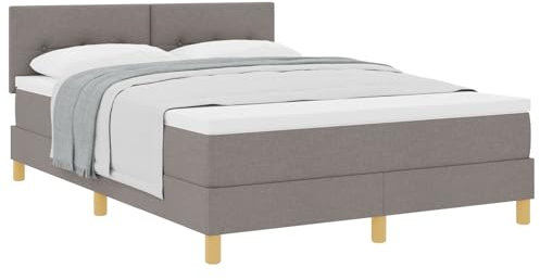 vidaXL Boxspringbett mit Matratze Taupe gepolstert 140X200 cm modernes Design Stoff für Erwachsene stabile Beine einfache Montage und Bequeme Matratze. Schlafzimmermöbel Schutzpad Topper Schaum
