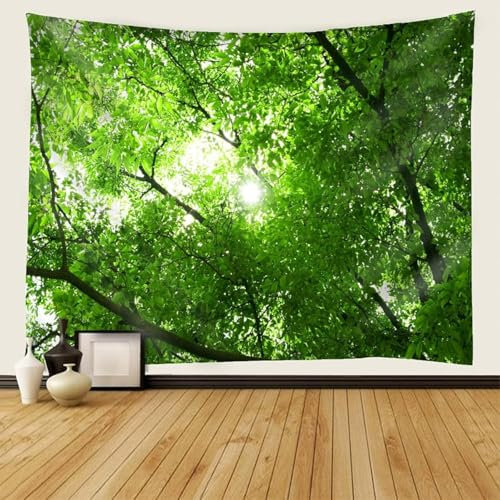 Generisch Wandteppich Baum Wandtuch Grünes Blätter, Wandteppiche 300x200 cm Tapisserie Wandbehang Stoff Wanddeko für Wohnzimmer Schlafzimmer Wohnheim A-1611