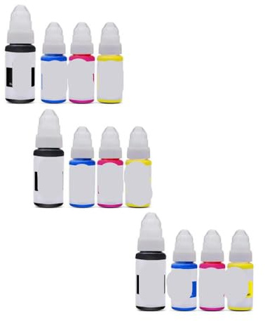 ZenithRide Kompatible Nachfüllfarbstofftinte Bk C m y für nachfüllbare Tintenstrahldrucker Modelle G1800 G2800 G3800 G1000 G2000 G3000 G1100 G2100 G3100 G1900 QY6-8004(12pcs 3set)