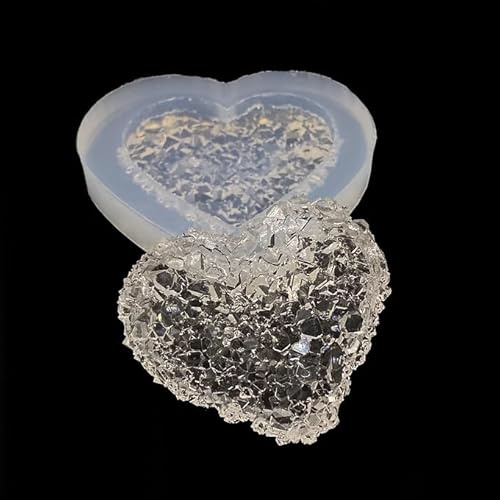 Herz Kristall Druzy Silikonform – 6 cm – Gießform für Epoxidharz & UV-Harz – natürlicher funkelnder Kristall-Look – handgefertigte Resin Form