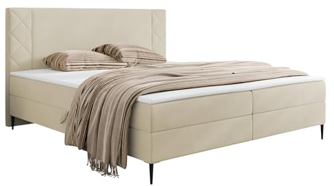 Mirjan24 Boxspringbett Prilata mit Bettkasten, Bonell-Matratze und Topperr, Continentalbett, Polsterbett, Doppelbett, Ehebett, gepolstertes Kopfteil (Polo 872, 160 x 200 cm)