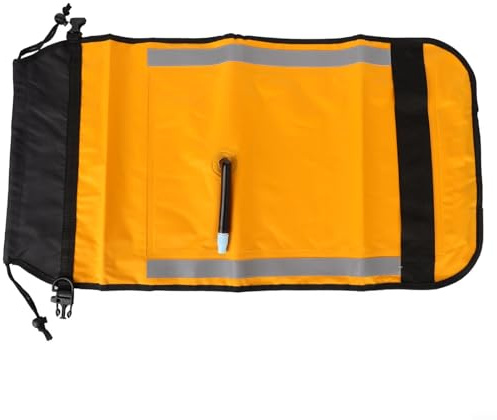 Borsa galleggiante gonfiabile per kayak, canoa, barca, 210D, in TPU, dispositivo di salvataggio con fibbia a sgancio rapido, alta visibilità, giallo con strisce riflettenti, 72 x 38 cm