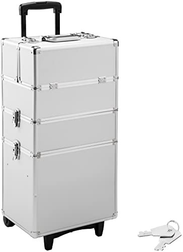 TecTake Alu Valigetta Trolley Make Up | con Maniglia telescopica | Chiudibili a Chiave | Volume totale 60 L - disponibile in diversi colori - (Argento | No. 402563)