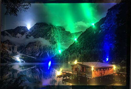 Samarkand - Lights LED-Bild mit Beleuchtung LED- Bilder Leinwandbild 65 x 45 cm Leuchtbild Natur/See/Berg Wandbild