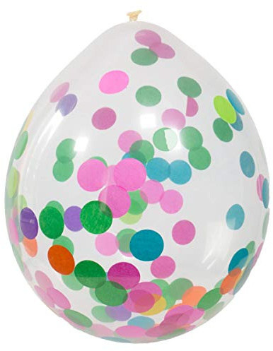 Folat 4 Stück Konfettiballon, Mehrfarbig, 30 cm