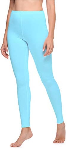 Ladeheid Leggings Damen aus Baumwolle Bequeme und Lange Leggins für Frauen für Frühling Sommer Herbst Winter Saison LA40-133 (Türkis, M)