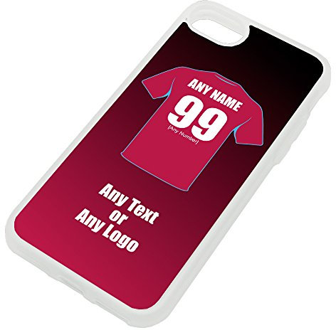 Personalised Gift - Villa iPhone 7/8 Case (Football Design) - Any Name Message Unique TPU Mobile Cover Apple - Aston Ashton Lions Claret and Blue Army Club
