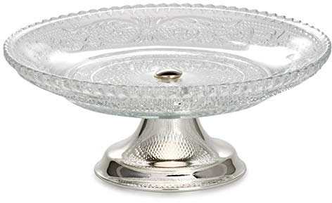 H.Bauer jun. Petit bol rond plat en verre Ø 15 cm avec pied argenté – Idéal pour les collations, les chocolats, les fruits ou comme bol décoratif