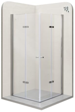 i-flair EMMA Duschkabine 75x90 cm 180 cm Höhe, Eckdusche mit Falttüren | Falttürkabine, 6 mm ESG Sicherheitsglas, Klarglas mit Nanobeschichtung für eine leichte Reinigung, Metallgriffe, Bodenleiste