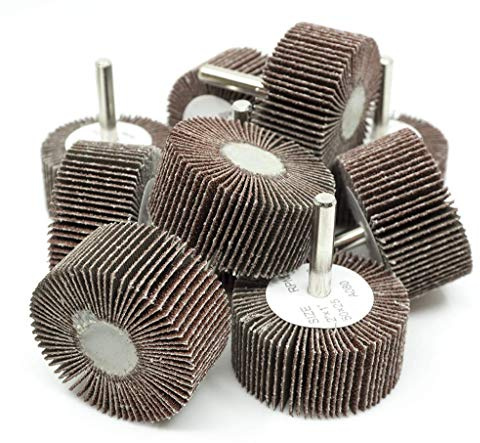 Benchmark Abrasives Aluminum Oxide 2 Inch Flap Wheel - 1” Length 1/4 Shank Mounted Sander for Deburring, Sanding, Grinding, Paint Removal - Polishing Wheel for Drill & Grinder (10 Pack) - 40 Grit