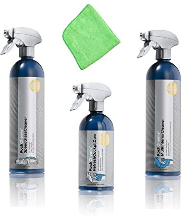 Koch Chemie Pflegeset Inside 3 Auto Reiniger + Microfasertuch Innenraumreiniger Autopflege Polsterreiniger Glasreiniger Cockpitreiniger