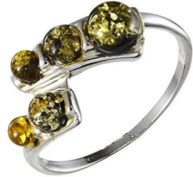 Holiday Gift Shops Ring Aria aus Sterlingsilber und baltischem grünem Bernstein für Erwachsene - Größe 16.5