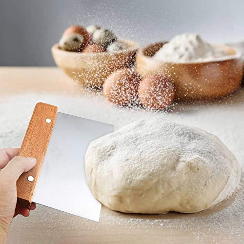 Hochwertiger dänischer Teig-Schneebesen und Teigschaber, mit Holzgriff, Küchenmixer und Mixer für die Küche, Backen, Pizza, Gebäck, Brot