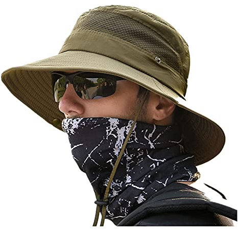 Lanly Sonnenhut Unisex Herren Damen Safari Hut UV Schutz Faltbar Wanderhut Gartenhut Sommerhut Outdoor Fischerhut Buschhut (Armee)