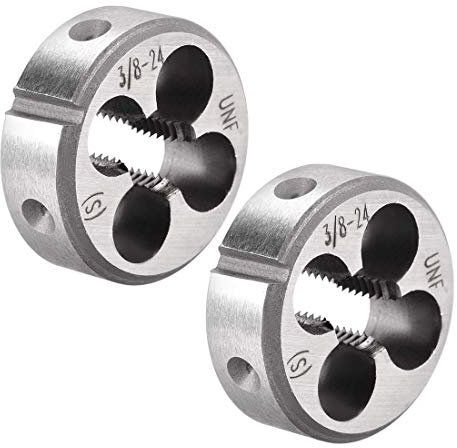 Filiera rotonda da 3/8 – 24 UNF, filettatura rotonda da 1,2 pollici, in acciaio per attrezzi, classe di precisione 6 G, 2 pezzi