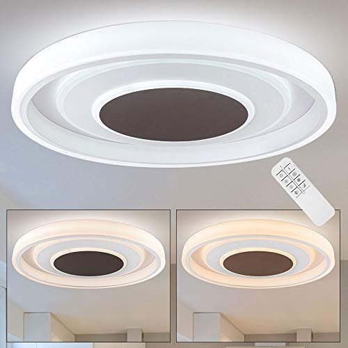 etc-shop LED Decken Lampe Tageslicht Ess Zimmer Flur rund braun Design Lampe dimmbar opal weiß Fernbedienung