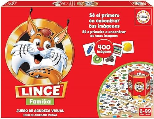 Educa - Lince Familia 400 Imágenes | Juego de Mesa para agudizar Vista, Memoria y Reflejos Mientras te Diviertes con la Familia y Amigos, Juego para Adultos y niños a Partir de 6 años (19207)