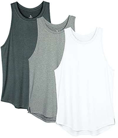 icyzone Damen Sport Fitness Tank Top Racerback 3er Pack, Yoga Running Shirt Gym Oberteile (M, Schwarz/Grau/Weiß)
