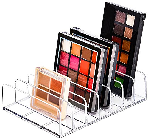 JessLab Eyeshadow Palette Makeup Organizer, Acryl 7-Section Divided Make up Organizer und Lagerung für Bad Eitelkeit Arbeitsplatte, Transparent, L