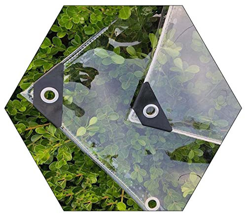 DLLY Transparent Pvc Waterproof Tarpaulin With Eyelets, 0.35mm Heavy-duty Plastic Tarp, Transparent Protective Cover for Balconies, Garden Furniture, Plants, Foldable Tarpaulins,2.4x5m/7.9 * 16.4ft