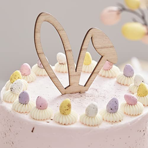 Ginger Ray Easter Bunny Wooden Ears Cake Topper Decoration - 18cm x 11cm