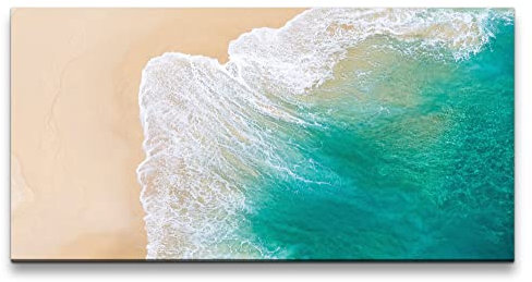 Paul Sinus Leinwandbild 120x60cm Meer von Oben Vogelperspektive Welle Strand Atemberaubend